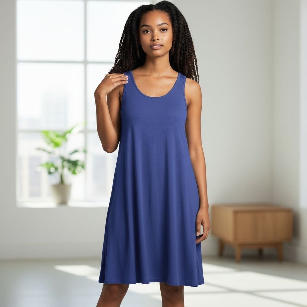 Old Navy Womens Sleeveless Blue Relaxed Swing Dress Size Large Petite